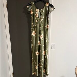 Old Navy Olive Floral Maxi Dress
